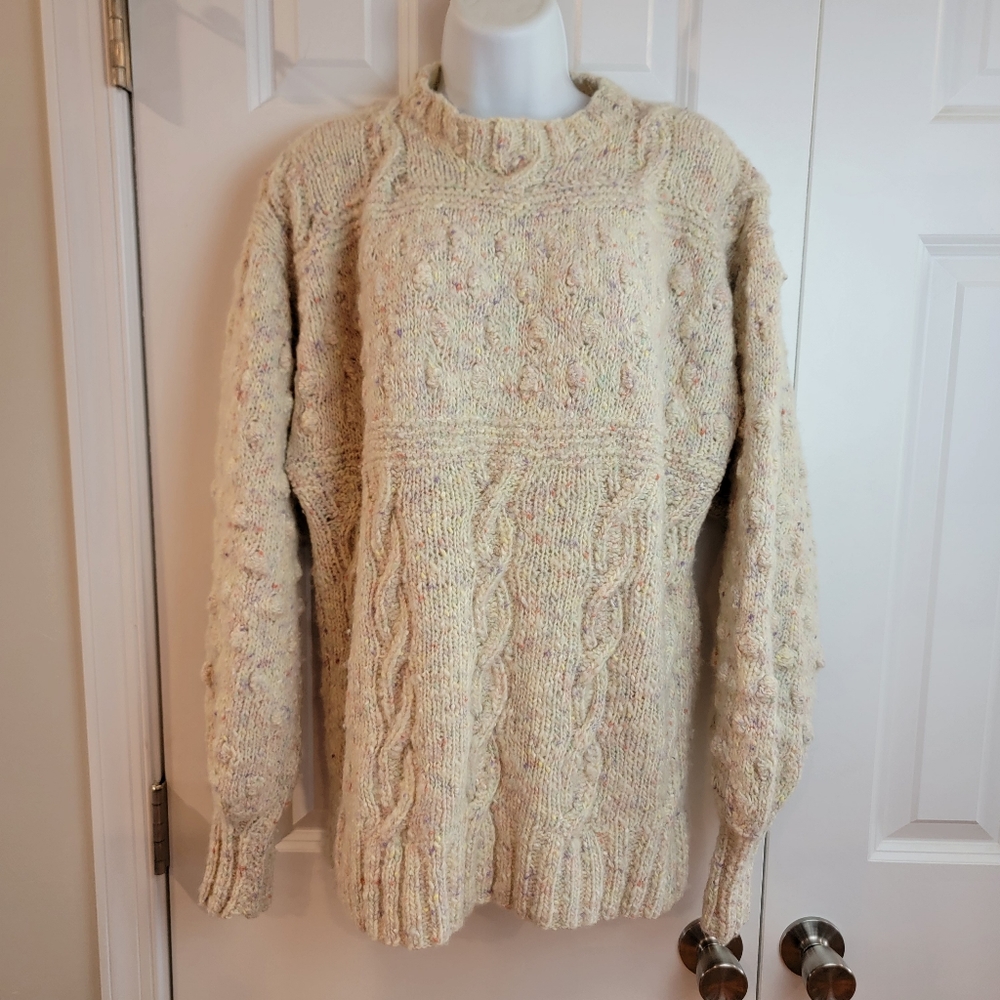 Hand Knitted Pastel Speckled Cozy Sweater XL
